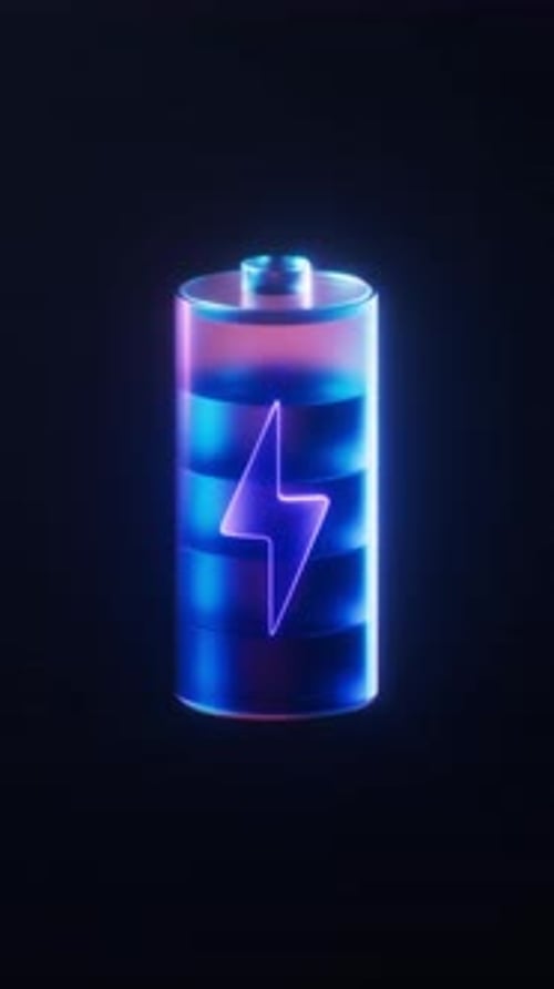 Loop animation of Battery with dark neon light effect