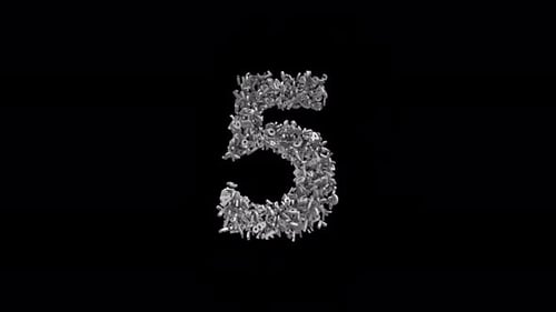 Number 5 Made of Numbers with Alpha Channel. 3D Font Number Animation. Transparent Background
