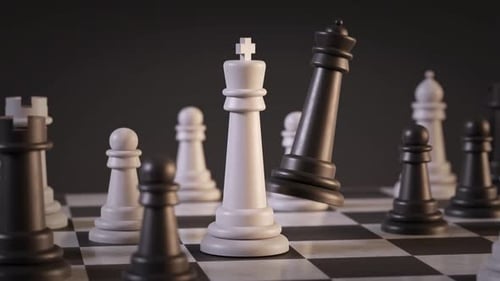 Animated King Chess Piece Shatters on Board