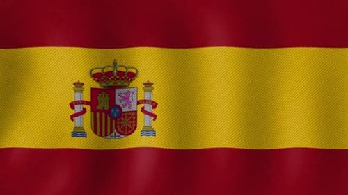 Seamless Loop of Spain Flag Waving with Fabric Texture