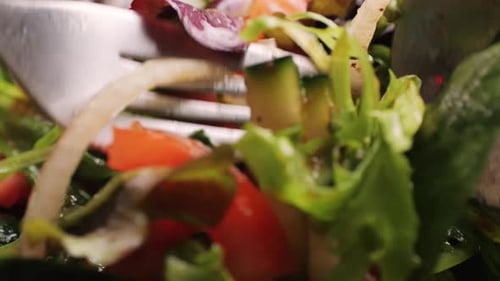 Pouring Olive Oil on Healthy Fresh Vegetables Vegan Salad Close Up Delicious Diet Salad of Tomato