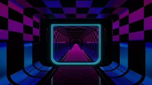 Pink And Cyan Green Sci Fi Corridor Background Vj Loop In 4K