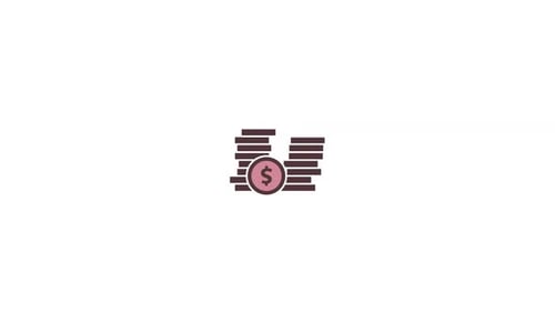 Animated Flat Design Dollar Coin Stacking Icon