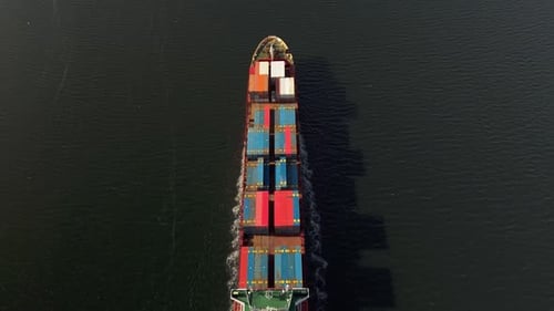 Cargo Ship Stern On Ocean Entering Halifax Bay For ImportExport Business
