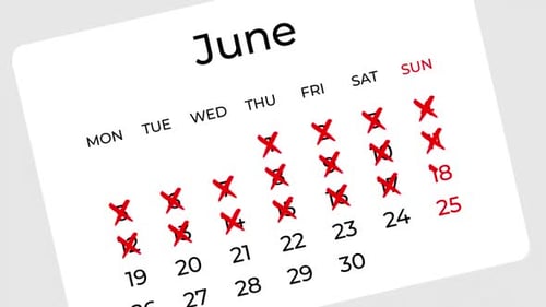 Animated Calendar Marking Off Days in June