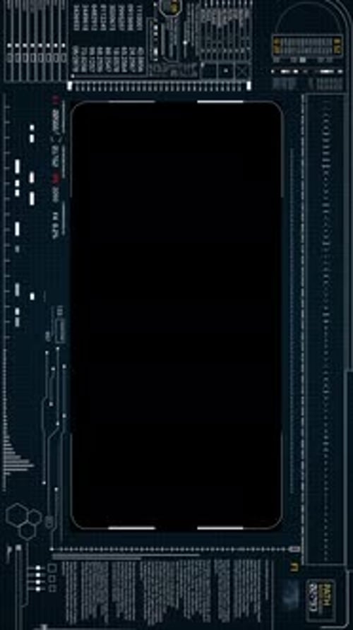 Futuristic HUD Frame with Flowing Digital Data for Vertical Content