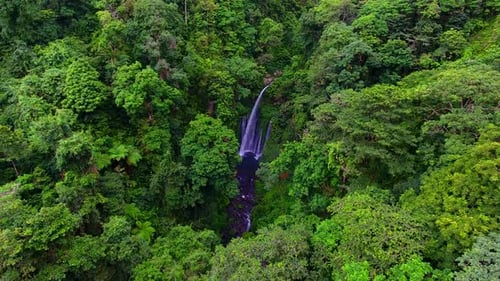 Aerial beautiful waterfall view
