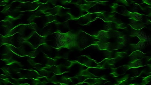 Abstract Green Digital Wave Particles Loop Background