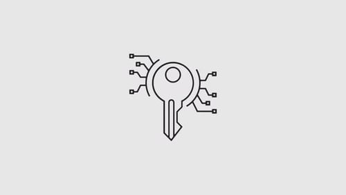 Animated Digital Key Icon with Circuit Lines