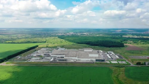Industrial zone from above. Aerial footage of large industrial complex