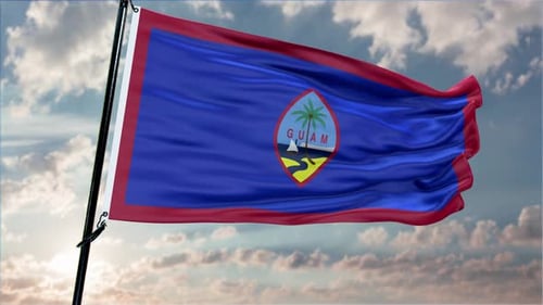 Guam Flag Waving Realistic 3D Animation