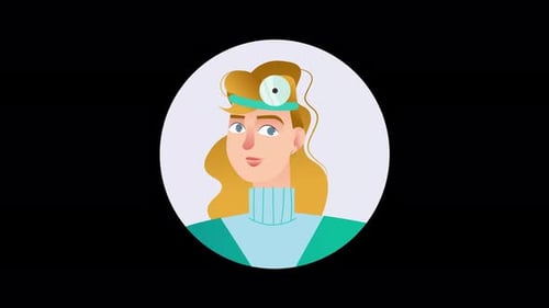 Animated Female Doctor Character Avatar in Flat Design