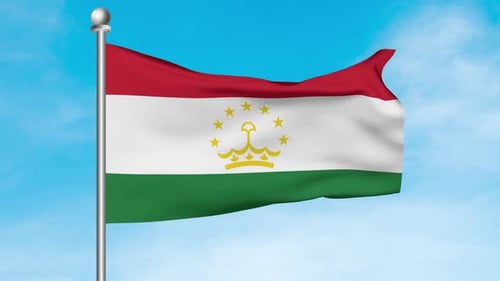 Tajikistan Flag Waving with Realistic Fabric Animation
