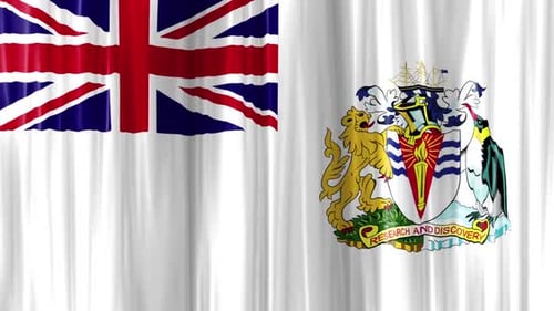 British Antarctic Territory Waving Flag and Coat of Arms Animation