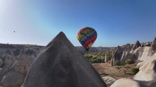 Colorful Lonely Balloon In The Valley Of Love In Cappadocia