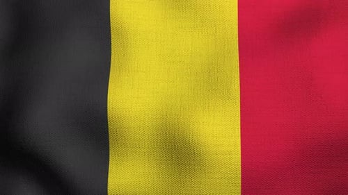 Realistic Waving Fabric Flag of Belgium Loop