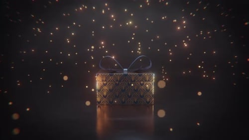 Elegant Gift Box Reveal with Glitter and Light Burst