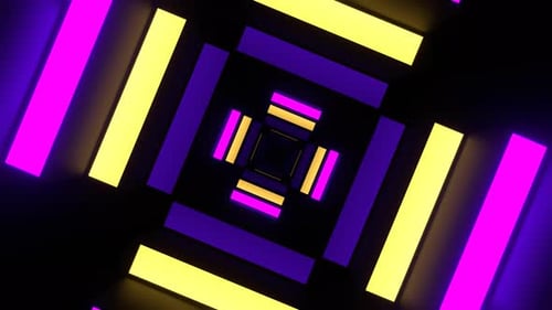 Purple And Yellow Neon Stepped Walls Background Vj Loop In 4K