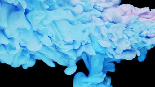 Fluid Art Serenade Cerulean Cascade of Blue and White Color Paint Drops in Water