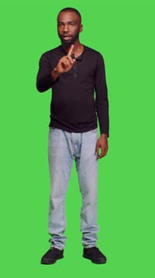Vertical Video Front View of Confident Man Expressing Denial and Saying No