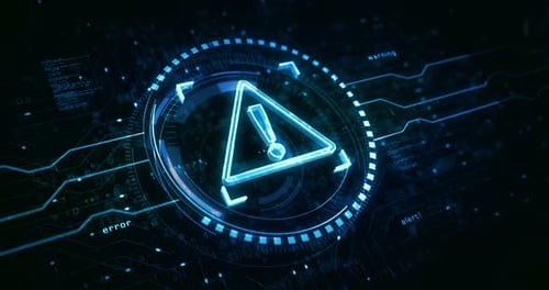 Futuristic Digital Alert Warning Sign Animation