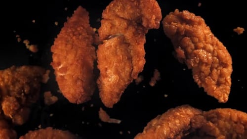 Golden Fried Chicken Pieces Close Up