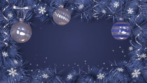 Festive Christmas Frame with Ornaments and Snowflakes Animation