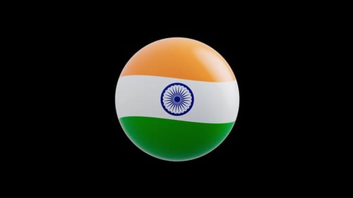 animation of the flag of the country "India" stylized as a sphere. alpha channel