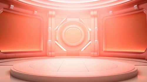 Futuristic Virtual Studio Stage Glowing Technology Background