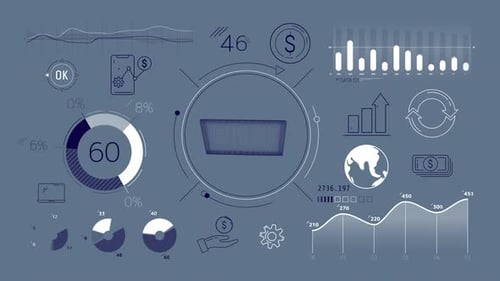 Animation of Infographics About Dollar Circulation and Fintech on Alpha Channel