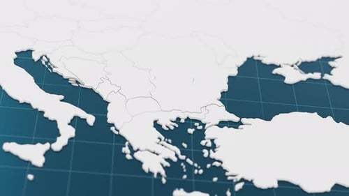 Highlight mit 3D-Karte „Blau von Bulgarien“ mit Zeigernadel, umgeben von anderen Ländern, in Weiß