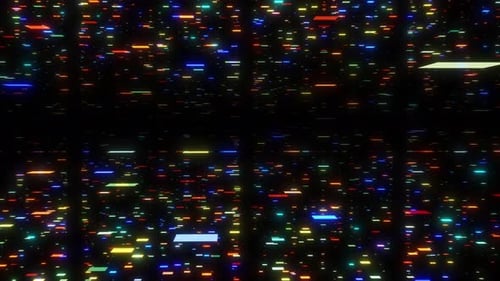 Camera Flying Through Digital Glowing High Tech Squire Background. Digital High Technology Animation