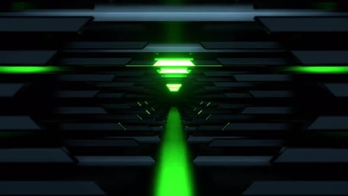 Green Simple Sci Fi Corridor Background Vj Loop I 4K