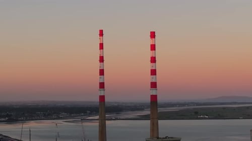 Poolbeg Chimney Close up after Renovation Jan 2025 - 4K Cinematic Drone Footage - Co.Dublin - Irelan