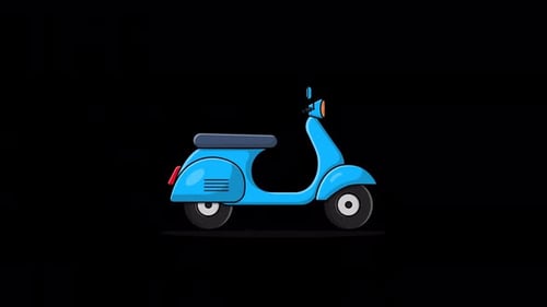 Animated Blue Scooter Driving Across Screen