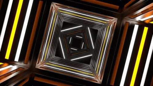 Orange And White Neon Motion Effect Tunnel Background Vj Loop In 4K