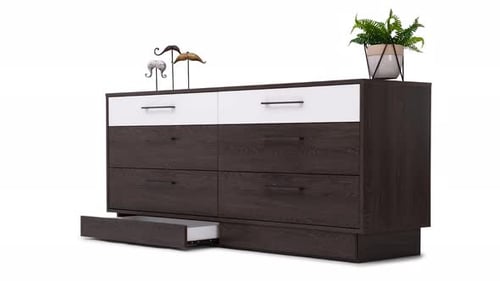 Modern Dresser with Brown and White Drawers