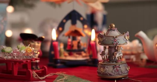 Holiday Decoration with Carousell and Candles