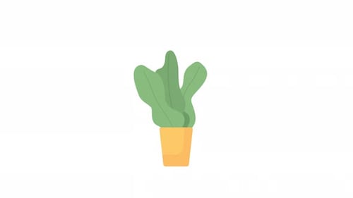 Animated Potted Plant in Minimalist Flat Design