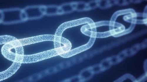 Glowing digital chains representing secure blockchain network technology