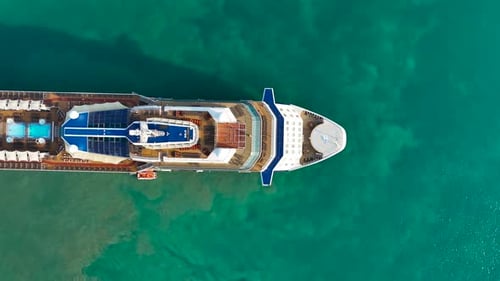 Cruise Ship, Cruise Liners beautiful white cruise ship above luxury cruise in the ocean sea.