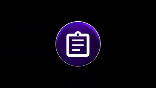 3D Glossy Purple Clipboard Icon Rotating Animation
