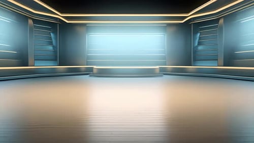 podium Futuristic showcase with platform for product displaying. Empty modern stage display