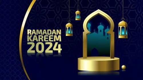 Elegant Ramadan Kareem 2024 Title Greeting Animation