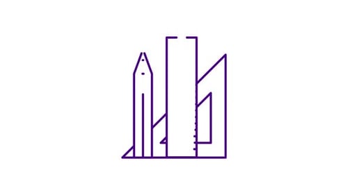 Flat Design Line Art Animation of Drafting Tools