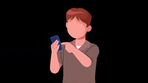 Flat Design Animation of a Person Interacting with a Smartphone