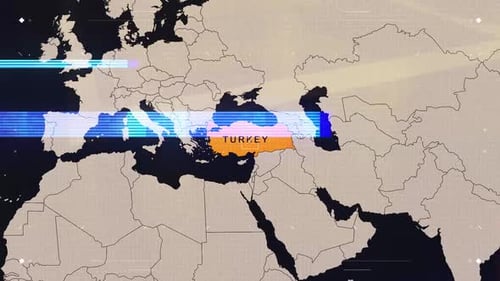 Animated World Map with Futuristic Glitch Country Highlight