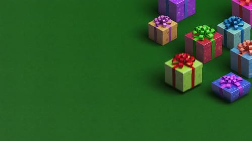 Hintergrund mit Geschenken für das neue Jahr, dynamische Animation zum Thema Weihnachten und Neujahr