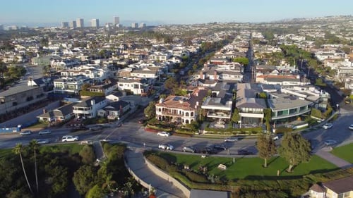 Newport Skyline, From Coast Beach, Southern California, USA. Corona Del Mar to Balboa, Costa Mesa