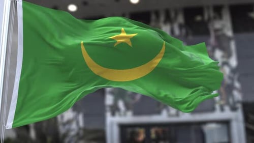 Mauritania National Flag Waving Realistic Animation